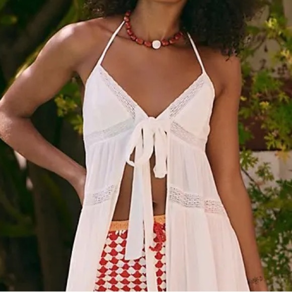 Free People Lorelai Maxi Top White/Ivory Bohemian Halter Top Medium NWT - Picture 11 of 14